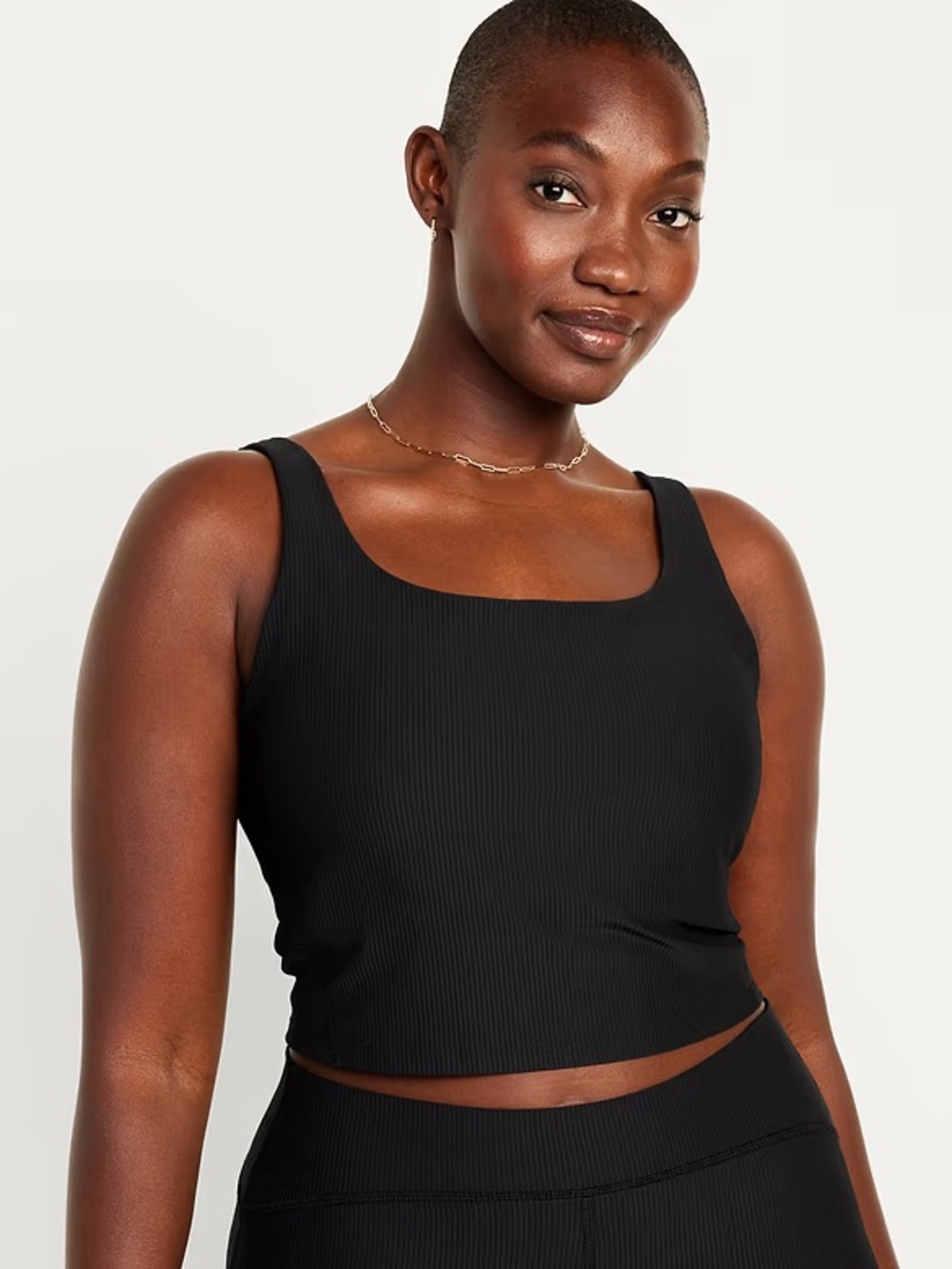 Old Navy Light Support PowerSoft Rib Longline Sports Bra Black Women’s XL